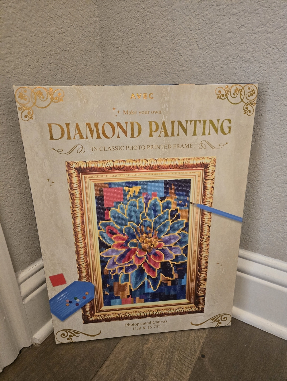 Canvas Mounted Diamond Art Kit, Diamond Painting, Photo Printed Frame, New